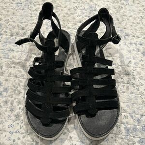 Steve Madden Black Suede Gladiator White Sole Sandal